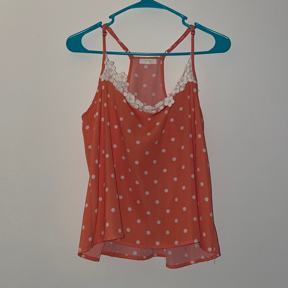 Pink& white polka dot top